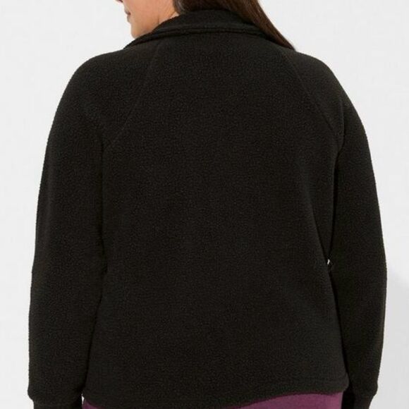 Torrid Deep Black Sherpa Zip Up Lounge Sweatshirt, Zipper Front, Collar, NWT 3X - Picture 3 of 16